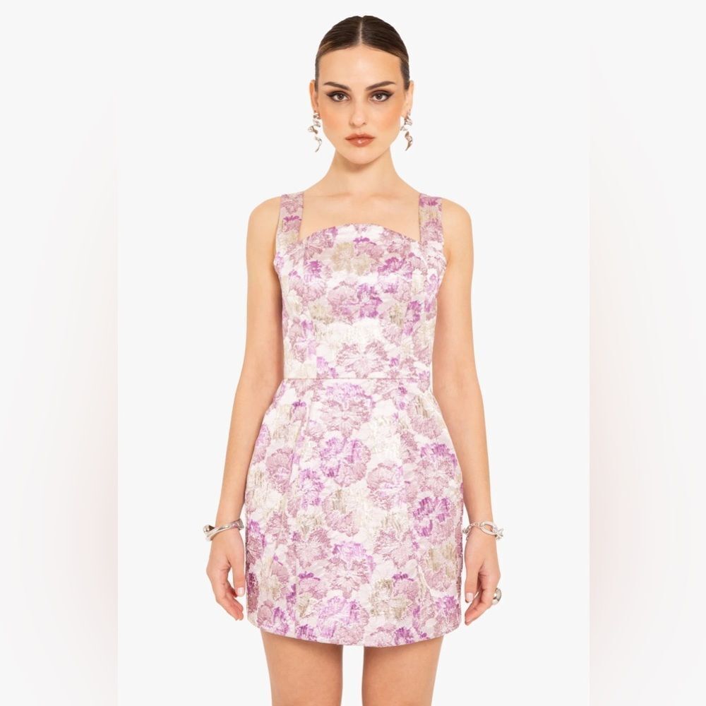 NWT Clovis Glowing Amethyst Mini Sleeveless Jacquard Dress 14 Retails $415